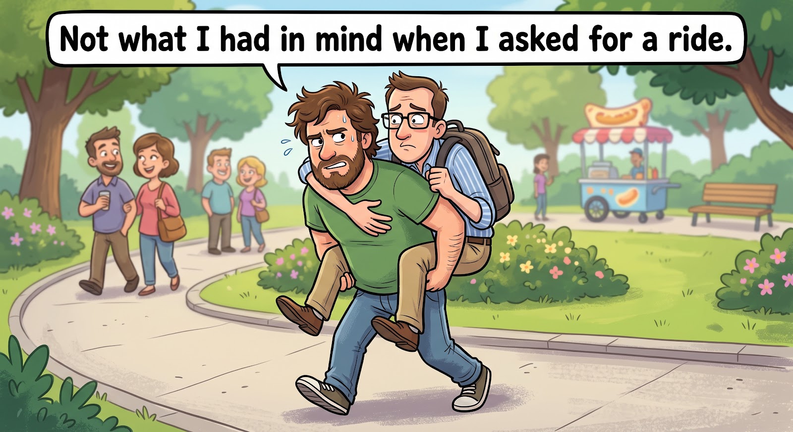 Person carried on the back of another - Qualify you Intent